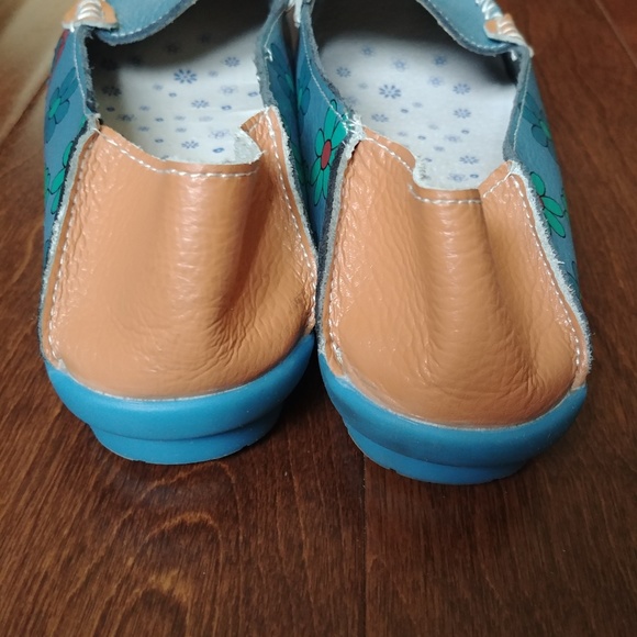 Blue Floral Driving Loafer Mocassin size 7.5 - Picture 4 of 4
